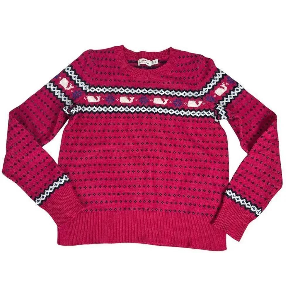 Vineyard Vines Whale Fair Isle Style Winter Sweater Large